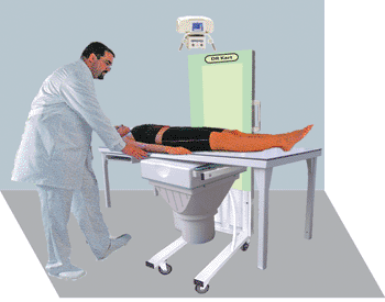 Image: The mobile direct radiography (DR) system, DR Kart, shown in the tabletop position (Photo courtesy of EMI America).